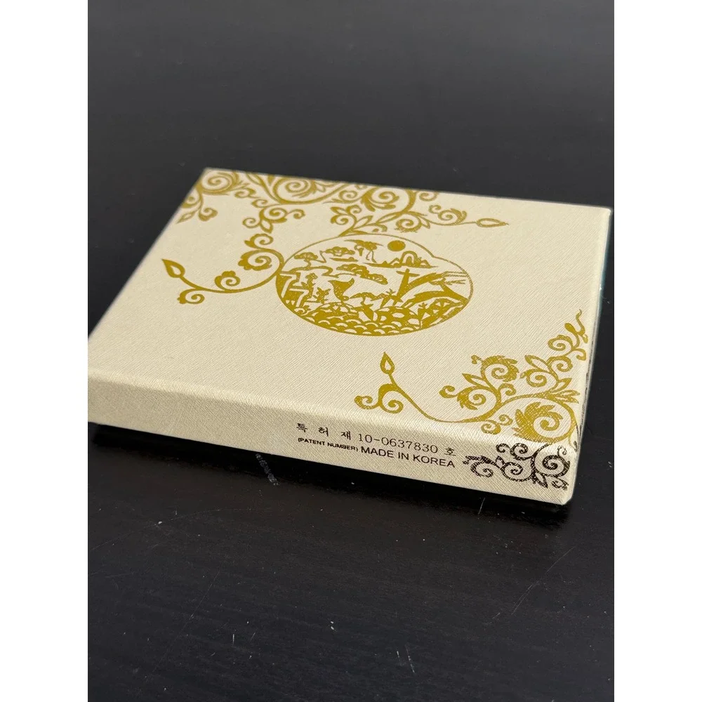 Korean Mother of Pearl Peacock Business Card Holder Case Silver Tone Mirror Box